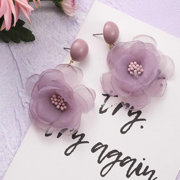 MENGJIQIAO Jewelry - 2020 Fashion Simple Flower Petal Drop Earring